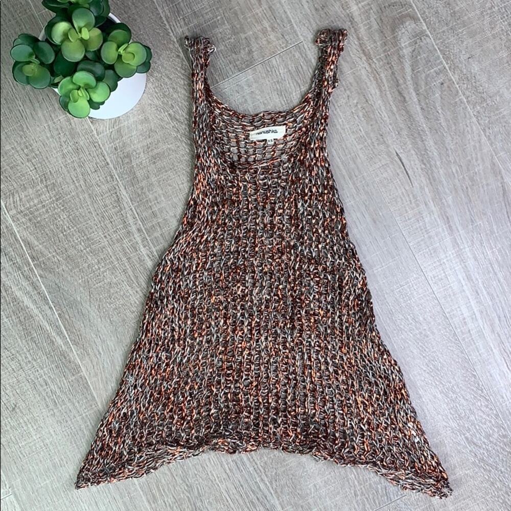 Nanushka Metallic Crochet Scoop Neck Tank Top